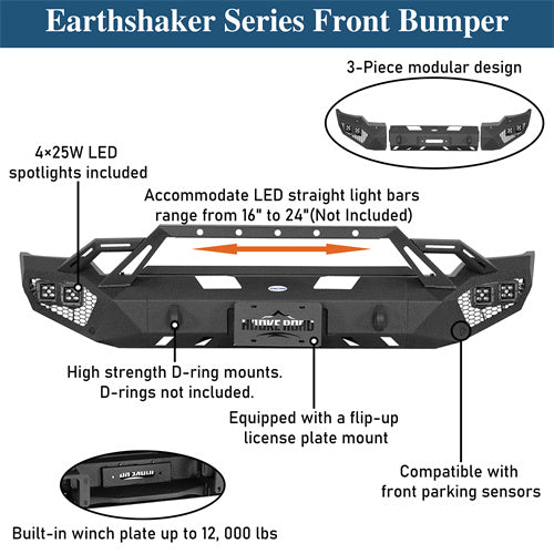 Earthshaker Series Front Bumper For 2020-2023 GMC Sierra 2500HD/3500HD - Ultralisk4x4-u9206-12