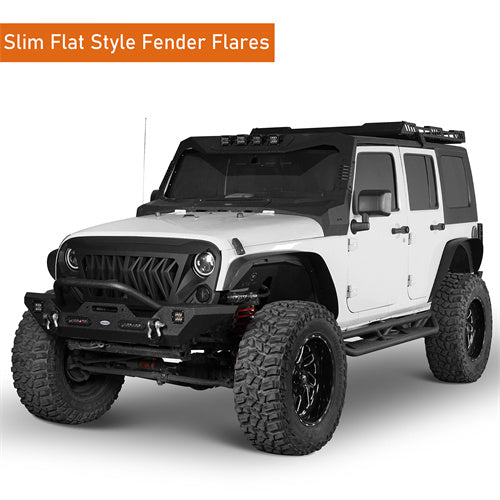 Front & Rear Fender Flares Kit Upgrade Version For 2007-2018 Jeep Wrangler JK - ultralisk4x4