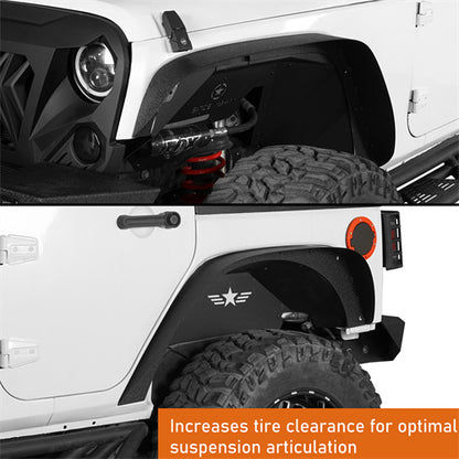 Front & Rear Fender Flares Kit Upgrade Version For 2007-2018 Jeep Wrangler JK - ultralisk4x4