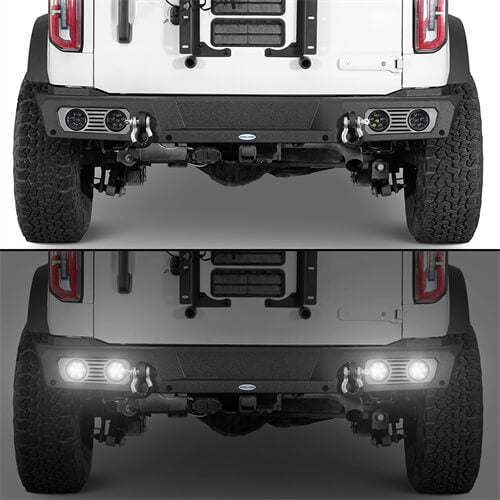 2021-2023 Ford Bronco Rear Bumper 4x4 Truck Parts w/D-Rings & LED Lights Excluding Raptor - Ultralisk4x4 ul8923s 10