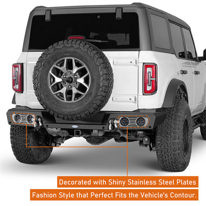 2021-2023 Ford Bronco Rear Bumper 4x4 Truck Parts w/D-Rings & LED Lights Excluding Raptor - Ultralisk4x4 ul8923s 13