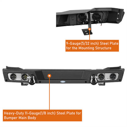 2021-2023 Ford Bronco Rear Bumper 4x4 Truck Parts w/D-Rings & LED Lights Excluding Raptor - Ultralisk4x4 ul8923s 16