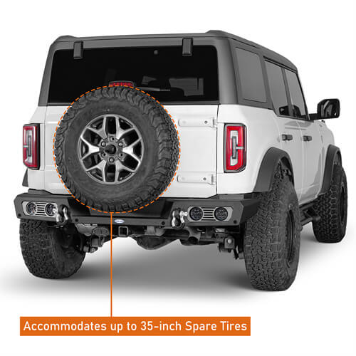 2021-2023 Ford Bronco Rear Bumper 4x4 Truck Parts w/D-Rings & LED Lights Excluding Raptor - Ultralisk4x4 ul8923s 17