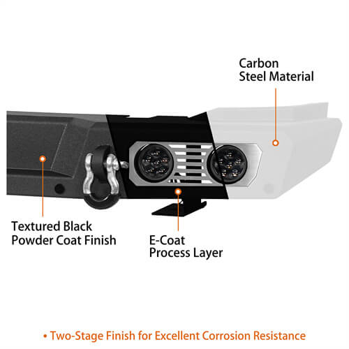 2021-2023 Ford Bronco Rear Bumper 4x4 Truck Parts w/D-Rings & LED Lights Excluding Raptor - Ultralisk4x4 ul8923s 20