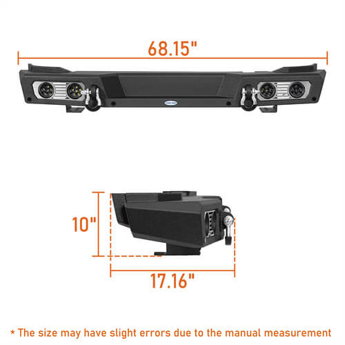 2021-2023 Ford Bronco Rear Bumper 4x4 Truck Parts w/D-Rings & LED Lights Excluding Raptor - Ultralisk4x4 ul8923s 21