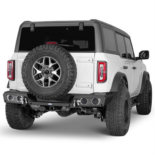 2021-2023 Ford Bronco Rear Bumper 4x4 Truck Parts w/D-Rings & LED Lights Excluding Raptor - Ultralisk4x4 ul8923s 3