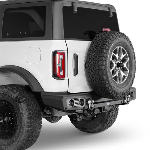 2021-2023 Ford Bronco Rear Bumper 4x4 Truck Parts w/D-Rings & LED Lights Excluding Raptor - Ultralisk4x4 ul8923s 6