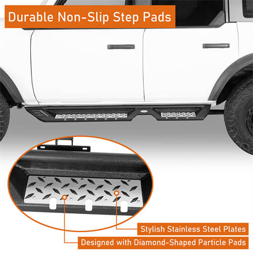 Ford Bronco Side Steps Side Armor Off Road Parts For 2021 2022 2023 Ford Bronco 4-Door - Ultralisk4x4 ul8928 9