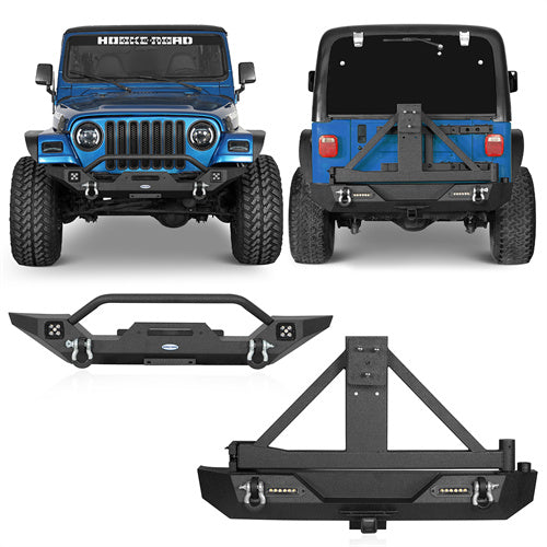 Different Trail Front & Rear Bumper w/Tire Carrier Combo For 1997-2006 Jeep Wrangler TJ - Ultralisk 4x4