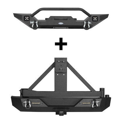 Different Trail Front & Rear Bumper w/Tire Carrier Combo For 1997-2006 Jeep Wrangler TJ - Ultralisk 4x4