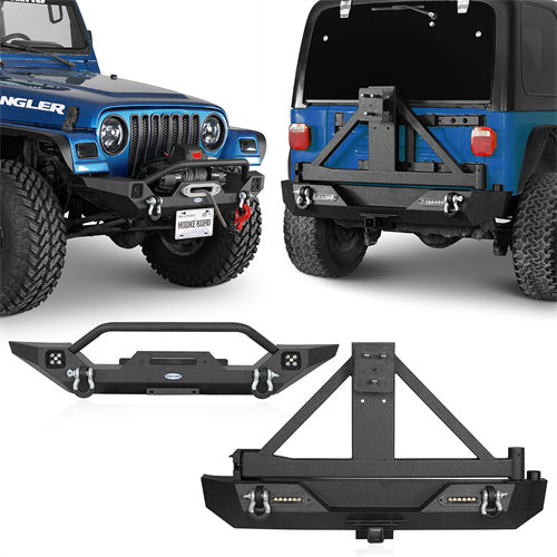 Different Trail Front & Rear Bumper w/Tire Carrier Combo For 1997-2006 Jeep Wrangler TJ - Ultralisk 4x4