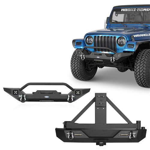 Different Trail Front & Rear Bumper w/Tire Carrier Combo For 1997-2006 Jeep Wrangler TJ - Ultralisk 4x4