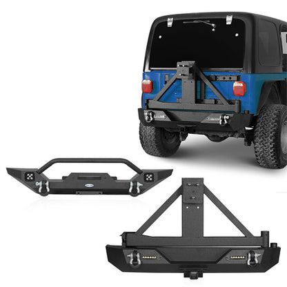 Different Trail Front & Rear Bumper w/Tire Carrier Combo For 1997-2006 Jeep Wrangler TJ - Ultralisk 4x4