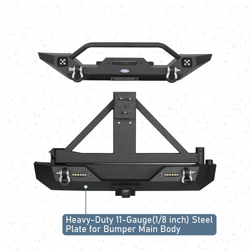 Different Trail Front & Rear Bumper w/Tire Carrier Combo For 1997-2006 Jeep Wrangler TJ - Ultralisk 4x4