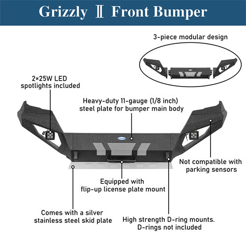 Front Bumper w/ LED Lights For 2016-2023 Toyota Tacoma 3rd Gen - Ultralisk4x4 -u4227-11