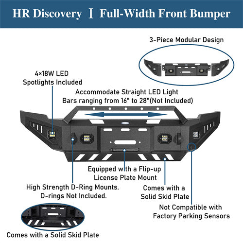 Discovery Ⅰ Full-Width Front Bumper w/ Winch Plate & LED Spotlights For 2010-2018 Ram 2500 - Ultralisk4x4