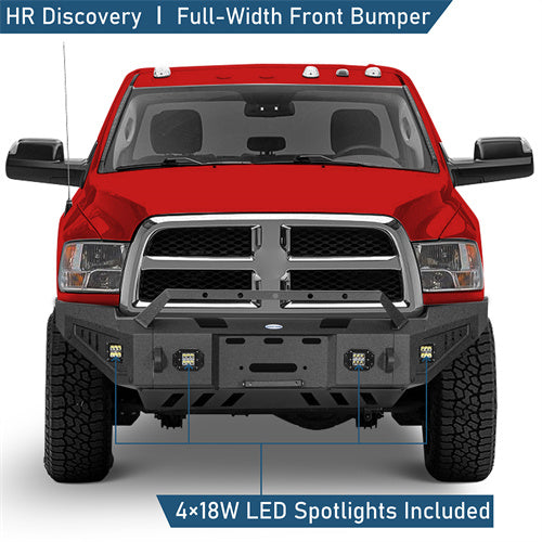 Discovery Ⅰ Full-Width Front Bumper w/ Winch Plate & LED Spotlights For 2010-2018 Ram 2500 - Ultralisk4x4