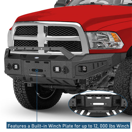 Discovery Ⅰ Full-Width Front Bumper w/ Winch Plate & LED Spotlights For 2010-2018 Ram 2500 - Ultralisk4x4