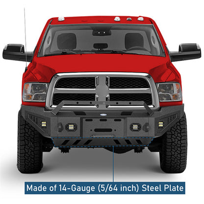 Discovery Ⅰ Full-Width Front Bumper w/ Winch Plate & LED Spotlights For 2010-2018 Ram 2500 - Ultralisk4x4