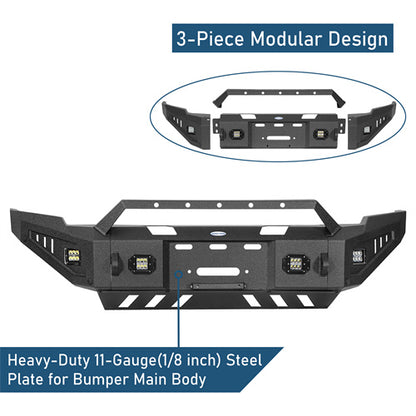 Discovery Ⅰ Full-Width Front Bumper w/ Winch Plate & LED Spotlights For 2010-2018 Ram 2500 - Ultralisk4x4