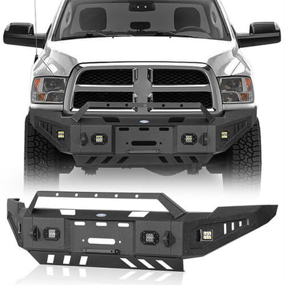 Discovery Ⅰ Full-Width Full-Width Front Bumper w/ Winch Plate & LED Spotlights For 2010-2018 Ram 2500 - Ultralisk4x4-1