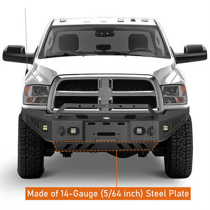 Discovery Ⅰ Full-Width Full-Width Front Bumper w/ Winch Plate & LED Spotlights For 2010-2018 Ram 2500 - Ultralisk4x4-11