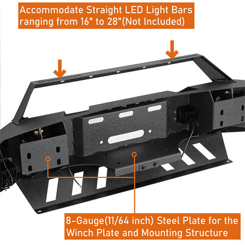 Discovery Ⅰ Full-Width Full-Width Front Bumper w/ Winch Plate & LED Spotlights For 2010-2018 Ram 2500 - Ultralisk4x4-13