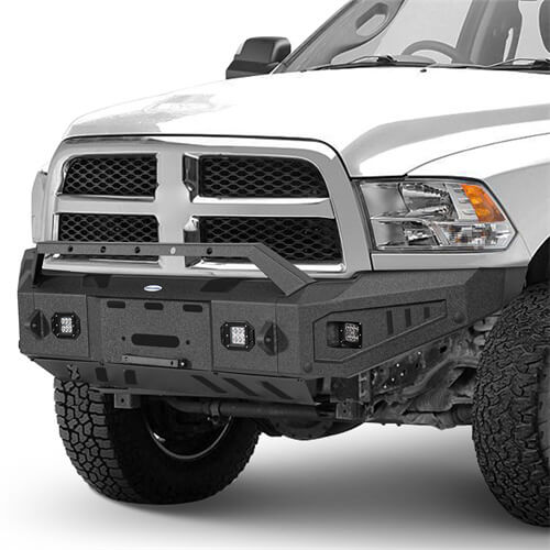 Discovery Ⅰ Full-Width Full-Width Front Bumper w/ Winch Plate & LED Spotlights For 2010-2018 Ram 2500 - Ultralisk4x4-4