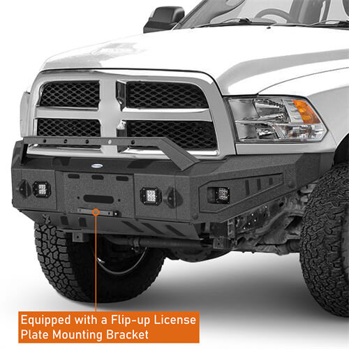 Discovery Ⅰ Full-Width Full-Width Front Bumper w/ Winch Plate & LED Spotlights For 2010-2018 Ram 2500 - Ultralisk4x4-8