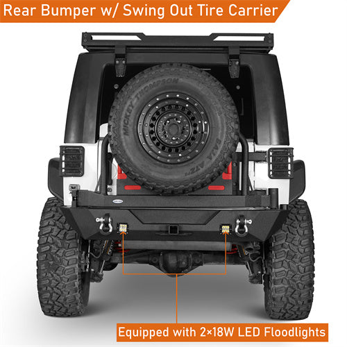 Mad Max Front Bumper & Rear Bumper w/Spare Tire Carrier for 2007-2018 Jeep Wrangler JK ultralisk4x4 ULB.2038+2015 11