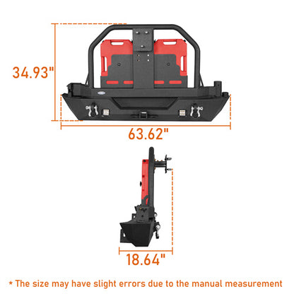 Mad Max Front Bumper & Rear Bumper w/Spare Tire Carrier for 2007-2018 Jeep Wrangler JK ultralisk4x4 ULB.2038+2015 30