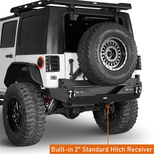 Mad Max Front Bumper & Rear Bumper w/2 Inch Hitch Receiver for 2007-2018 Jeep Wrangler JK ultralisk ULB.2038+2029 16