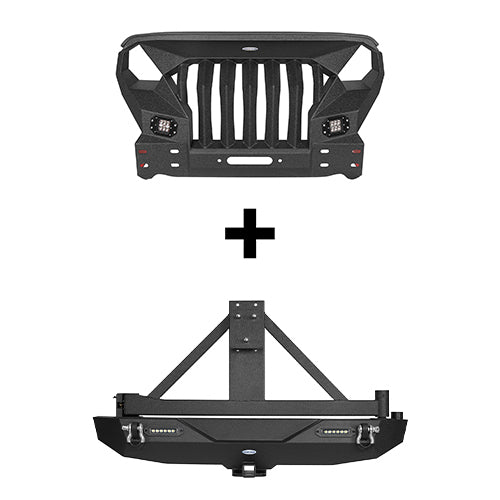 Mad Max Front Bumper & Rear Bumper w/2 Inch Hitch Receiver for 2007-2018 Jeep Wrangler JK ultralisk ULB.2038+2029 2