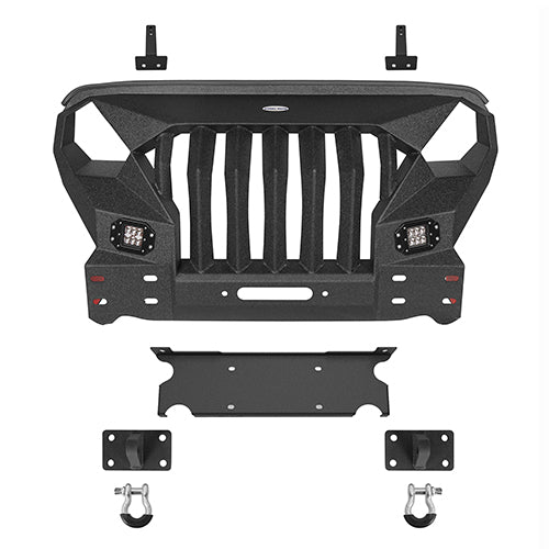 Mad Max Front Bumper & Rear Bumper w/2 Inch Hitch Receiver for 2007-2018 Jeep Wrangler JK ultralisk ULB.2038+2029 24
