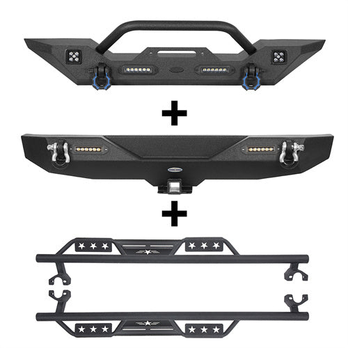 Front Bumper & Rear Bumper & Side Steps(07-18 Jeep Wrangler JK) - ultralisk4x4