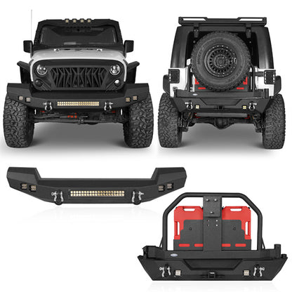 Full Width Front Bumper & Rear Bumper w/Oil Drum Rack Bar for Jeep Wrangler JK JKU ultralisk4x4 ULB.2052+ULB.2015  1