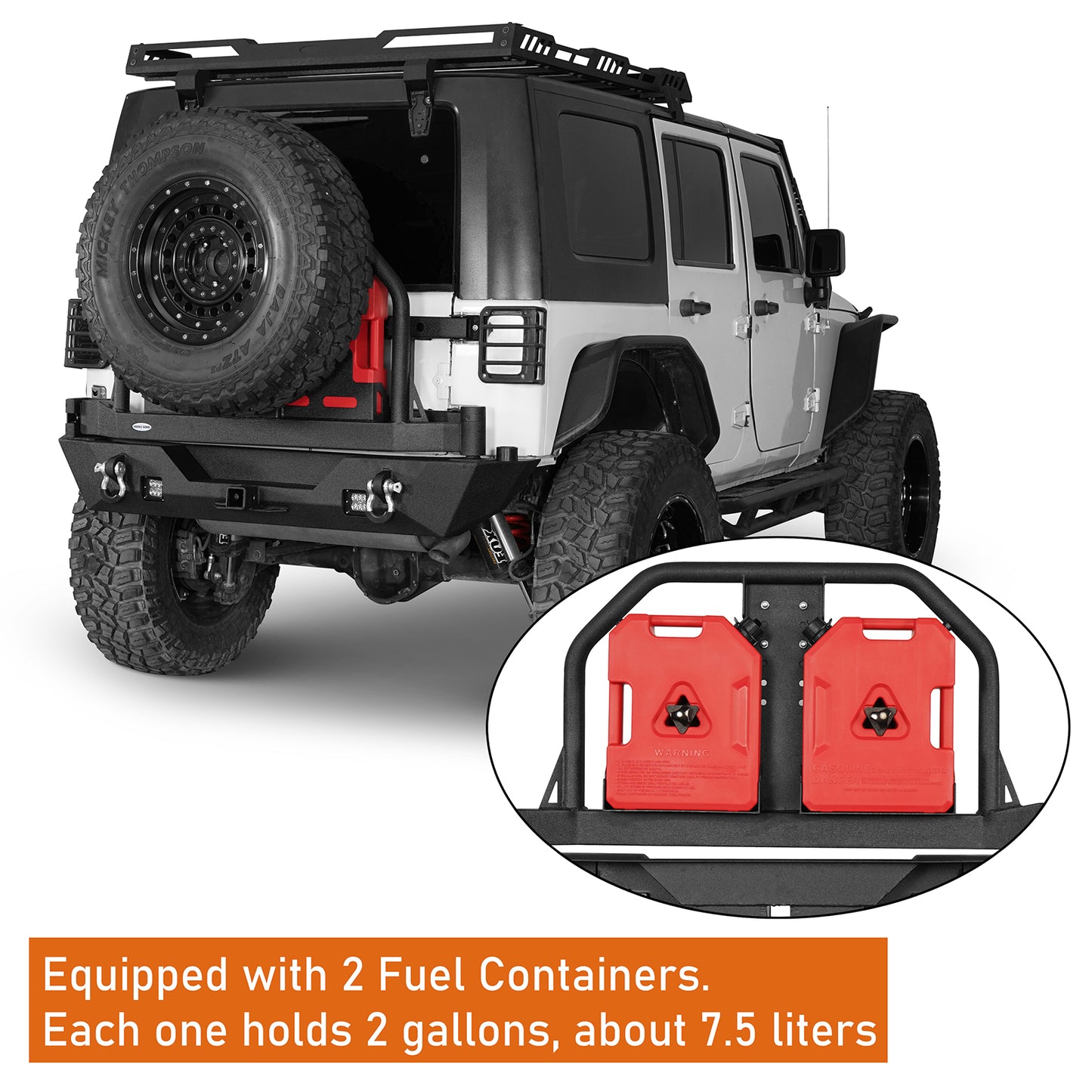 Full Width Front Bumper & Rear Bumper w/Oil Drum Rack Bar for Jeep Wrangler JK JKU ultralisk4x4 ULB.2052+ULB.2015 12