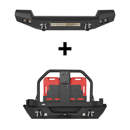 Full Width Front Bumper & Rear Bumper w/Oil Drum Rack Bar for Jeep Wrangler JK JKU ultralisk4x4 ULB.2052+ULB.2015  2