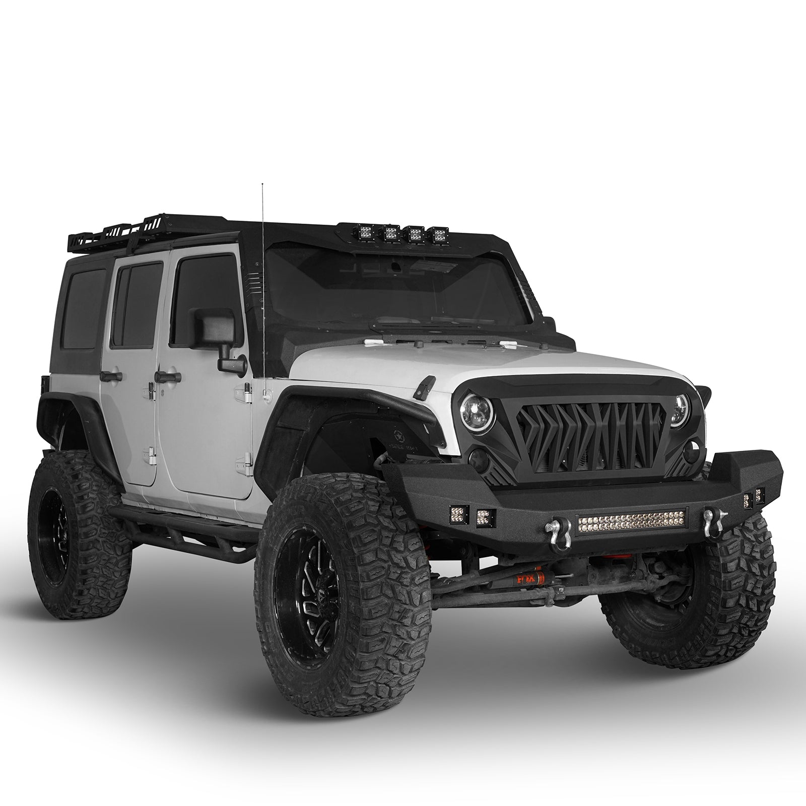 Full Width Front Bumper & Rear Bumper w/Oil Drum Rack Bar for Jeep Wrangler JK JKU ultralisk4x4 ULB.2052+ULB.2015  4