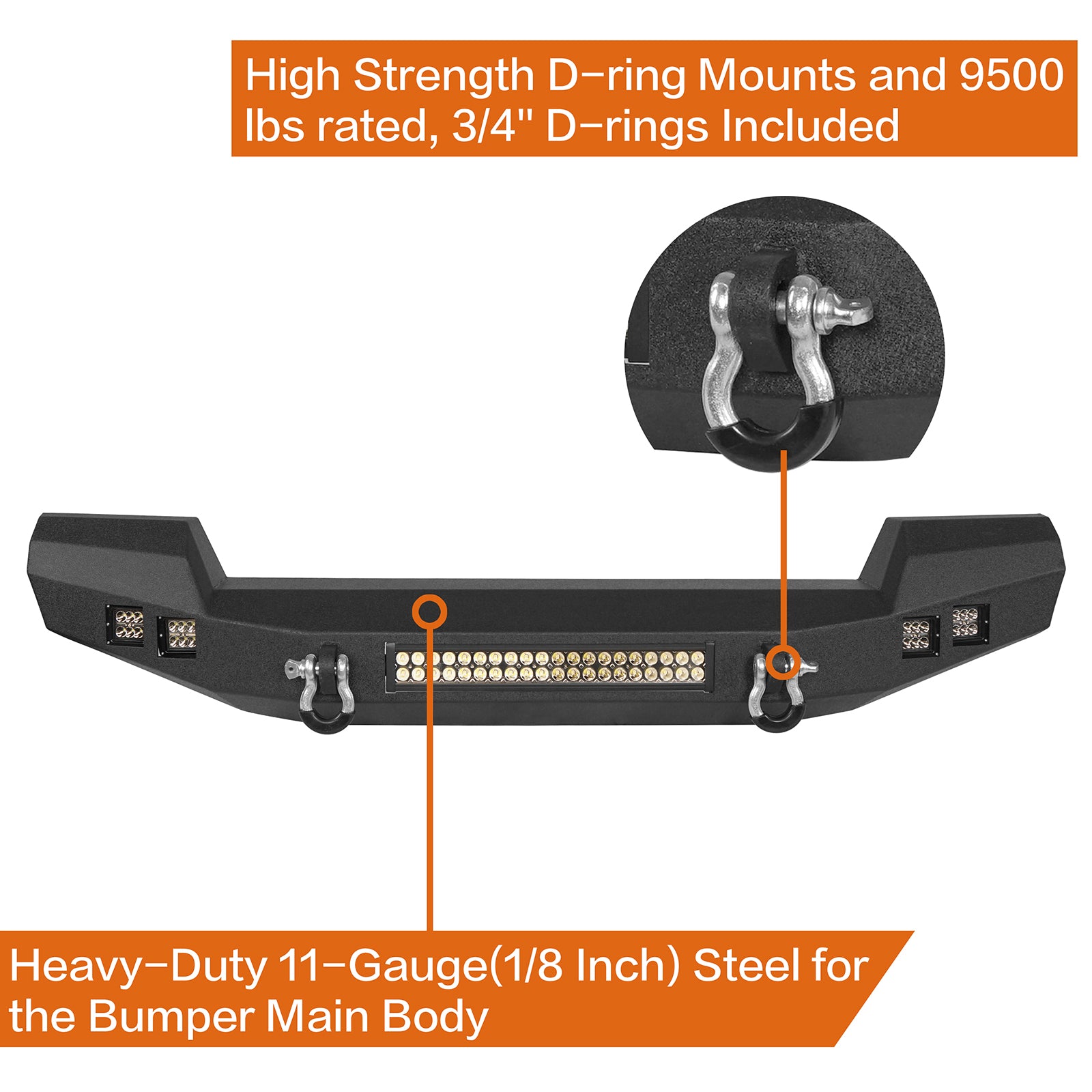 Full Width Front Bumper & Rear Bumper w/Oil Drum Rack Bar for Jeep Wrangler JK JKU ultralisk4x4 ULB.2052+ULB.2015  9