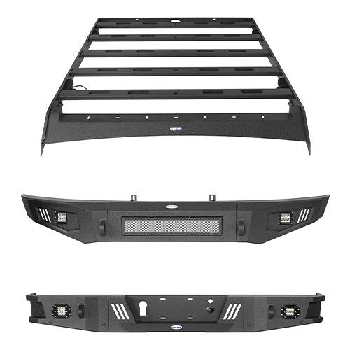 Front Bumper & Rear Bumper & Roof Rack for 2009-2014 Ford F-150 SuperCrew,Excluding Raptor ultralisk4x4 ULB.8205+8201+8204 2