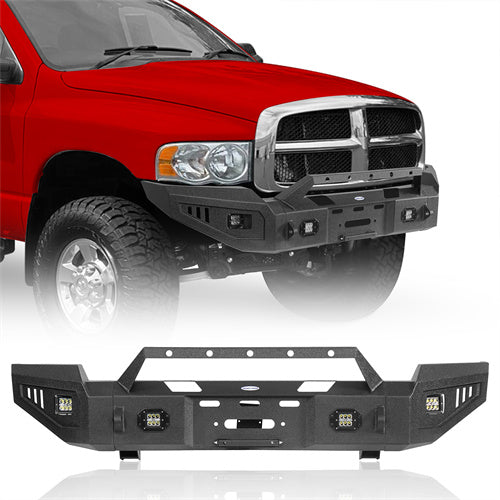 Off-Road Front Bumper w/ Winch Plate & LED Spotlights For 2003-2005 Ram 2500(Excluding Diesel Models) - Ultralisk4x4