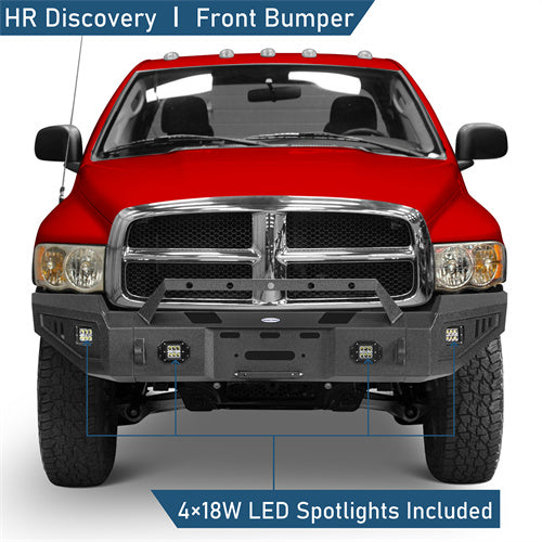 Off-Road Front Bumper w/ Winch Plate & LED Spotlights For 2003-2005 Ram 2500(Excluding Diesel Models) - Ultralisk4x4