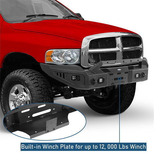 Off-Road Front Bumper w/ Winch Plate & LED Spotlights For 2003-2005 Ram 2500(Excluding Diesel Models) - Ultralisk4x4