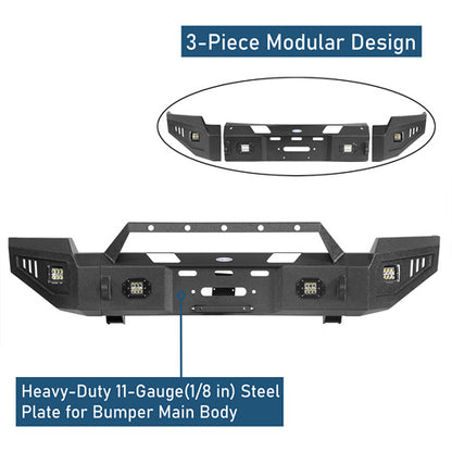 Off-Road Front Bumper w/ Winch Plate & LED Spotlights For 2003-2005 Ram 2500(Excluding Diesel Models) - Ultralisk4x4