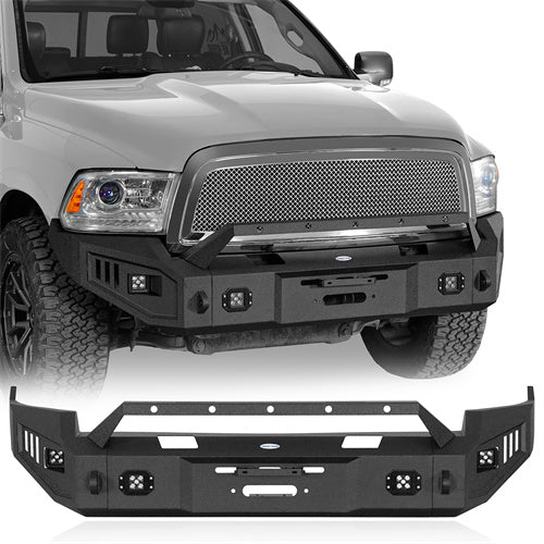 Road Trip Front Full-Width Bumper w/ LED Spotlights For 2009-2012 Ram 1500 - Ultralisk4x4-u6202-1