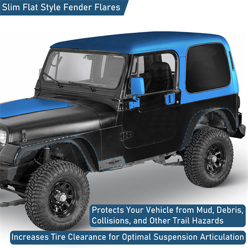 Slim Flat Front & Rear Fender Flares Kit For Jeep Wrangler YJ 1987-1995 - u1066-4