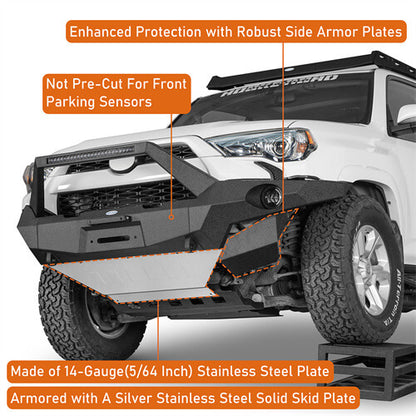 Full-Width Front Bumper w/ LED Light Bar For 2014-2024 Toyota 4Runner - Ultralisk4x4-u9814s-7