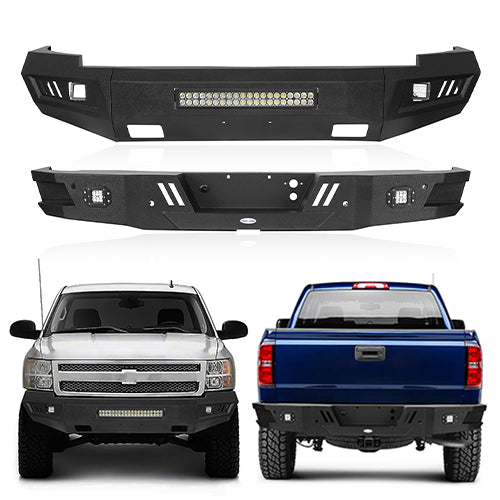 Front Bumper & Rear Bumper for 2007-2013 Chevy Silverado 1500 2nd Generation - ultralisk4x4 ULB.9021+9025 1