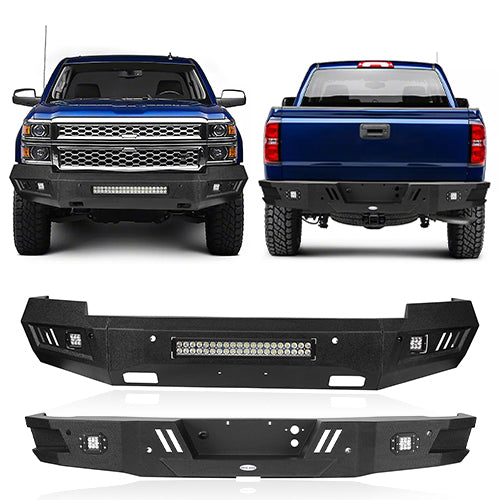 Full Width Front Bumper & Rear Bumper w/Lights for 2014-2015 Chevy ...